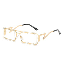 Load image into Gallery viewer, Rectangle Metal Sunglasses Frameless Rivet Square Small Sun Glasses Lightning Leg Lunette