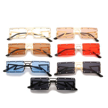 Load image into Gallery viewer, Rectangle Metal Sunglasses Frameless Rivet Square Small Sun Glasses Lightning Leg Lunette