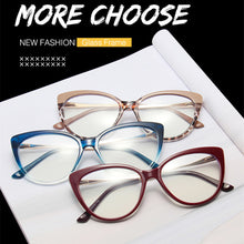 Carica l'immagine nel visualizzatore di Gallery, Retro Anti Blue Light Cat Eye Glasses For Women Vintage Ladies Clear Computer Reding Eyeglasses Trending  M
