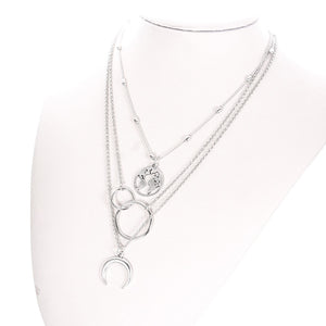 New Fashion Retro Moon World Map Circle Pendant Multilayer Gold Colodr Necklace Party Charm Jewelry Accessories For Women