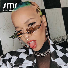 Carica l&#39;immagine nel visualizzatore di Gallery, Occhiali da sole a fiamma senza montatura Uomo Donna 2023 Occhiali da sole Cat Eye Trend senza montatura in metallo Occhiali da sole a specchio piccolo UV400 