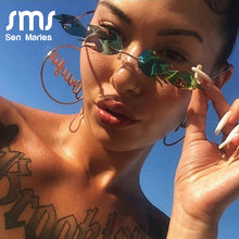 Load image into Gallery viewer, Rimless Flame Sunglasses Men Women Metal Frameless Trend Cat Eye Sunglasses Small Mirror Sun Glasses UV400