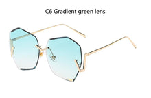 Load image into Gallery viewer, Rimless Gradient Clear Sunglasses Women  Oversized Celebrity Blue Lens Sun Glasses For Men Curved Legs