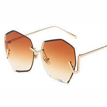 Load image into Gallery viewer, Rimless Gradient Clear Sunglasses Women  Oversized Celebrity Blue Lens Sun Glasses For Men Curved Legs