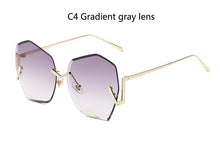 Load image into Gallery viewer, Rimless Gradient Clear Sunglasses Women  Oversized Celebrity Blue Lens Sun Glasses For Men Curved Legs
