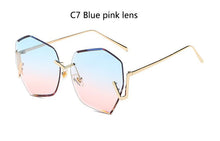 Load image into Gallery viewer, Rimless Gradient Clear Sunglasses Women  Oversized Celebrity Blue Lens Sun Glasses For Men Curved Legs