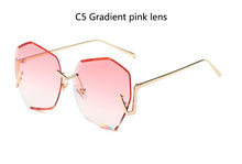 Load image into Gallery viewer, Rimless Gradient Clear Sunglasses Women  Oversized Celebrity Blue Lens Sun Glasses For Men Curved Legs