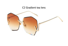 Load image into Gallery viewer, Rimless Gradient Clear Sunglasses Women  Oversized Celebrity Blue Lens Sun Glasses For Men Curved Legs