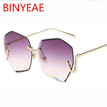 Load image into Gallery viewer, Rimless Gradient Clear Sunglasses Women  Oversized Celebrity Blue Lens Sun Glasses For Men Curved Legs