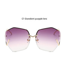 Load image into Gallery viewer, Rimless Gradient Clear Sunglasses Women  Oversized Celebrity Blue Lens Sun Glasses For Men Curved Legs