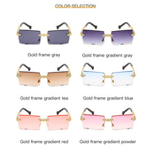 Load image into Gallery viewer, Rimless Rectangle Sunglasses  Diamond Shades Brand Design Women Small Square Metal Sun glasses UV400 Eyewear