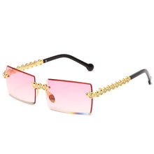 Load image into Gallery viewer, Rimless Rectangle Sunglasses  Diamond Shades Brand Design Women Small Square Metal Sun glasses UV400 Eyewear