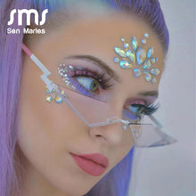 Load image into Gallery viewer, Rimless Sunglasses Women 2023 Luxulry Brand Cat Eye Frameless Alloy Eyeglasses For Female UV400 Shades Oculos De Sol