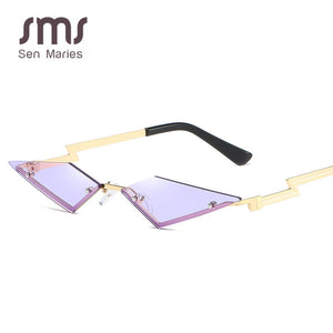Rimless Sunglasses Women 2023 Luxulry Brand Cat Eye Frameless Alloy Eyeglasses For Female UV400 Shades Oculos De Sol