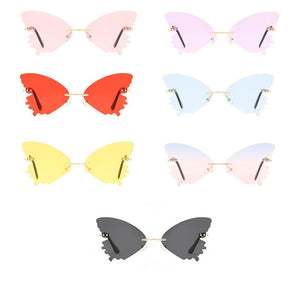 Rimless Sunglasses Women Retro Transparent Ocean Lens Glasses  Ladies Butterfly Design Sun Glasses UV400