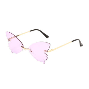 Rimless Sunglasses Women Retro Transparent Ocean Lens Glasses  Ladies Butterfly Design Sun Glasses UV400