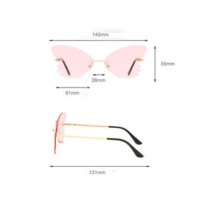 Rimless Sunglasses Women Retro Transparent Ocean Lens Glasses  Ladies Butterfly Design Sun Glasses UV400