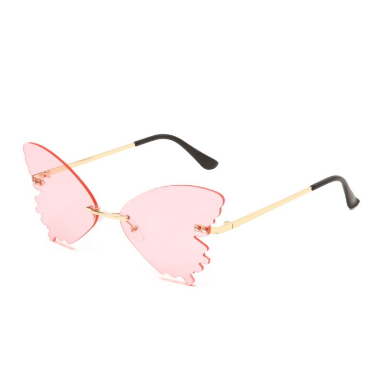 Rimless Sunglasses Women Retro Transparent Ocean Lens Glasses  Ladies Butterfly Design Sun Glasses UV400