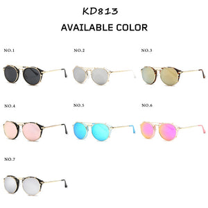 Round Sunglasses Metal Frame UV400 KDEAM Men Women's Steampunk Retro Eyewear Driving Shades Clip Glasses UV400