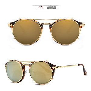 Round Sunglasses Metal Frame UV400 KDEAM Men Women's Steampunk Retro Eyewear Driving Shades Clip Glasses UV400