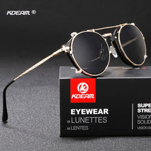 Load image into Gallery viewer, Round Sunglasses Metal Frame UV400 KDEAM Men Women&#39;s Steampunk Retro Eyewear Driving Shades Clip Glasses UV400