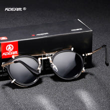 Load image into Gallery viewer, Round Sunglasses Metal Frame UV400 KDEAM Men Women&#39;s Steampunk Retro Eyewear Driving Shades Clip Glasses UV400