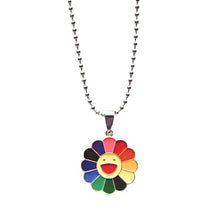 Load image into Gallery viewer, New Fashion Simple Classic Murakami Sun Flower Sunflower Colorful Petals Can Be Rotated Hip Hop Pendant Necklace
