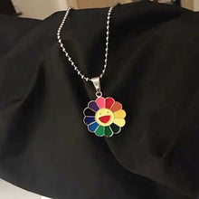 Load image into Gallery viewer, New Fashion Simple Classic Murakami Sun Flower Sunflower Colorful Petals Can Be Rotated Hip Hop Pendant Necklace