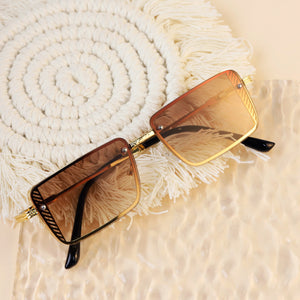 Small Rectangle Sunglasses Summer UV400 Glasses Ladies Metal Frameless Riding Retro Sunglasses Mens Sunglass