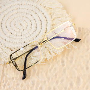 Small Rectangle Sunglasses Summer UV400 Glasses Ladies Metal Frameless Riding Retro Sunglasses Mens Sunglass