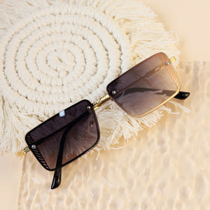 Small Rectangle Sunglasses Summer UV400 Glasses Ladies Metal Frameless Riding Retro Sunglasses Mens Sunglass