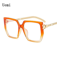 Load image into Gallery viewer, New Square Women Glasses Frame Clear Anti-Blu-Ray Spring Hinge Chain Legs Eyewear Men Optical Computer Ladies UV400