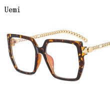 Load image into Gallery viewer, New Square Women Glasses Frame Clear Anti-Blu-Ray Spring Hinge Chain Legs Eyewear Men Optical Computer Ladies UV400