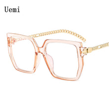 Load image into Gallery viewer, New Square Women Glasses Frame Clear Anti-Blu-Ray Spring Hinge Chain Legs Eyewear Men Optical Computer Ladies UV400