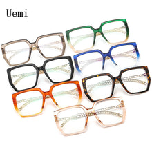 Load image into Gallery viewer, New Square Women Glasses Frame Clear Anti-Blu-Ray Spring Hinge Chain Legs Eyewear Men Optical Computer Ladies UV400