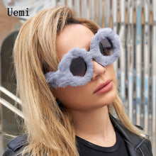 Load image into Gallery viewer, Steampunk Oversized Sunglasses For Women Soft Fur Sun Glasses Men UV400 Gradient Goggle Shades Handmade Eyewear