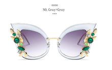 Load image into Gallery viewer, Style Green Diamond Oversized Sunglasses Women Designer  Cat Eye Sunglasses Transparent Frame Vintage Shades