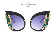 Load image into Gallery viewer, Style Green Diamond Oversized Sunglasses Women Designer  Cat Eye Sunglasses Transparent Frame Vintage Shades
