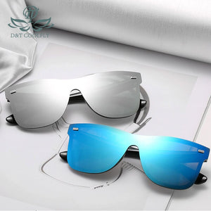 Sunglasses One piece Trend Personality Eyeglass Brand Design Protection Reflective Frameless Sunglassess UV400