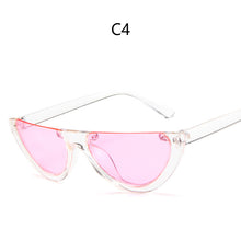 Load image into Gallery viewer, Trendy Half Moon Frame Shape Sun Glasses Ladies Colorful Lens Small Cat Eye Sunglasses Women