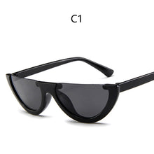 Load image into Gallery viewer, Trendy Half Moon Frame Shape Sun Glasses Ladies Colorful Lens Small Cat Eye Sunglasses Women