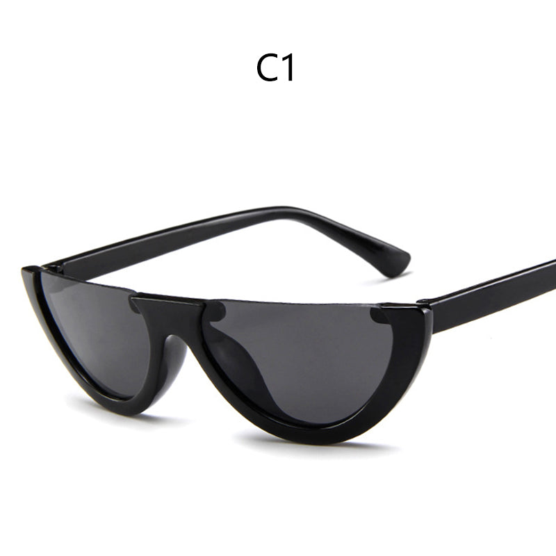Trendy Half Moon Frame Shape Sun Glasses Ladies Colorful Lens Small Cat Eye Sunglasses Women