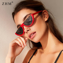 Load image into Gallery viewer, Trendy Half Moon Frame Shape Sun Glasses Ladies Colorful Lens Small Cat Eye Sunglasses Women