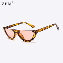 Load image into Gallery viewer, Trendy Half Moon Frame Shape Sun Glasses Ladies Colorful Lens Small Cat Eye Sunglasses Women