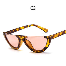 Load image into Gallery viewer, Trendy Half Moon Frame Shape Sun Glasses Ladies Colorful Lens Small Cat Eye Sunglasses Women