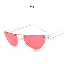 Load image into Gallery viewer, Trendy Half Moon Frame Shape Sun Glasses Ladies Colorful Lens Small Cat Eye Sunglasses Women