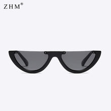 Load image into Gallery viewer, Trendy Half Moon Frame Shape Sun Glasses Ladies Colorful Lens Small Cat Eye Sunglasses Women