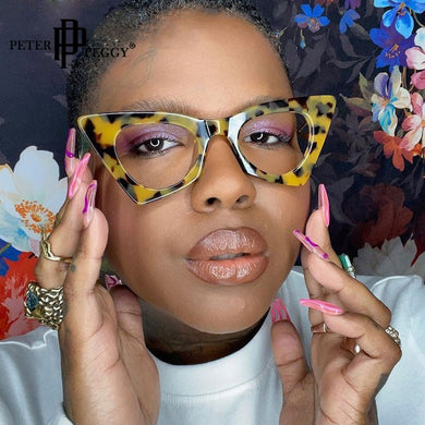 Vintage Cat Eye Frame Glasses For Women Alloy Round Clear Print Leopard Eyeglasses Female Sexy Glasses Ornament