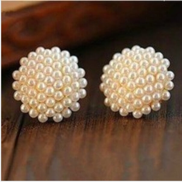 New Fashion Vintage Full Pearl Peach Heart Earrings Jewelry
