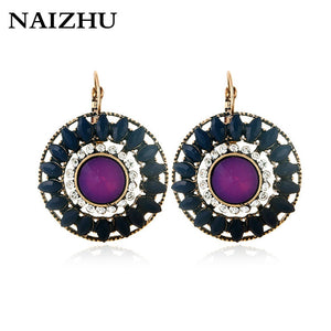 New Fashion Vintage Gold color resign stud earrings Ethinc flower stud Earrings boho jewelry 2018